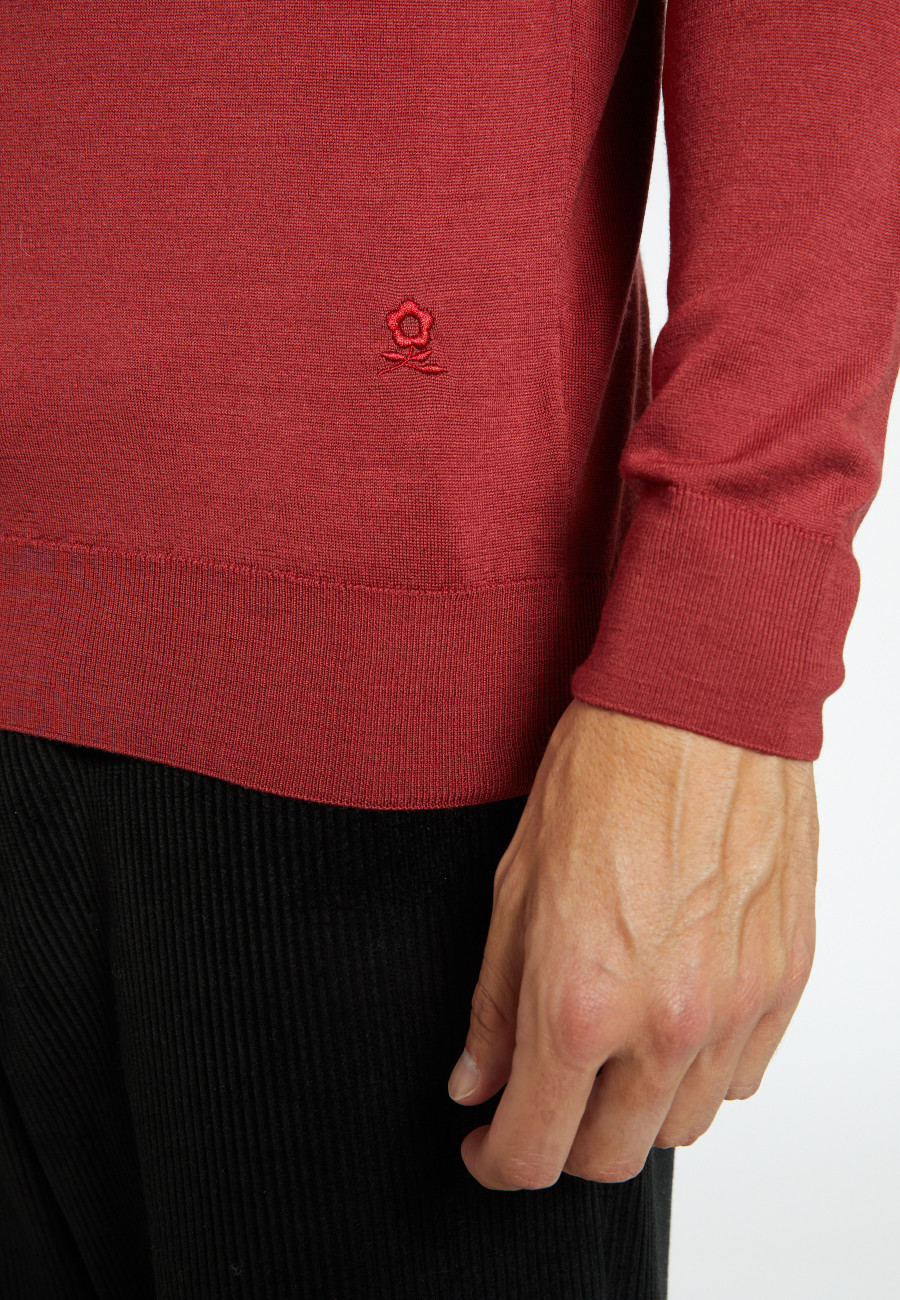 V-neck jumper in merino wool - Elmo