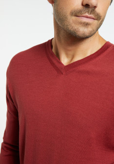 V-neck sweater with logo in merino wool - Elmo