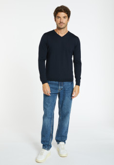 V collar sweater in merino wool - Fox