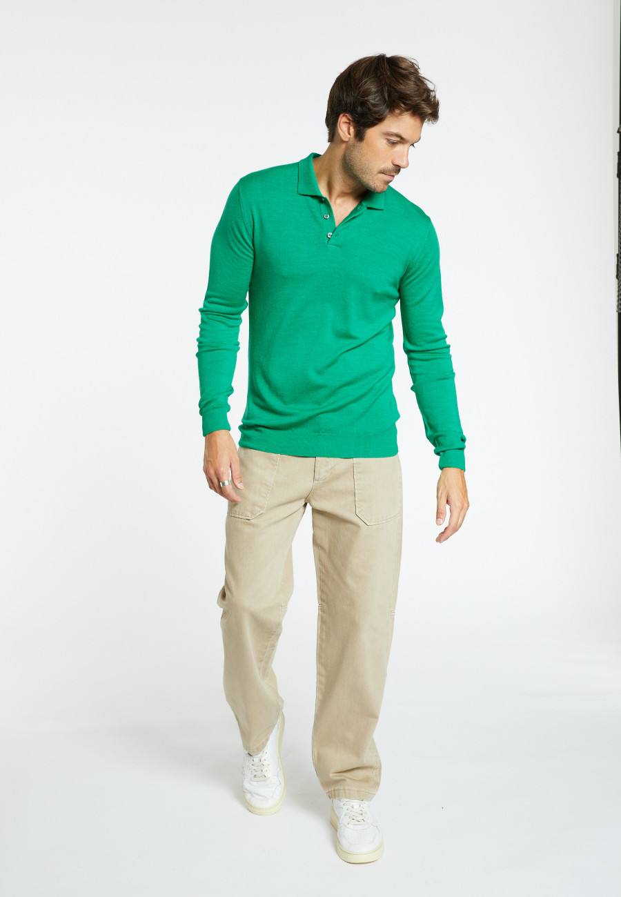 Pull col polo en laine mérinos - Lino 6450