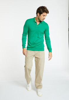 Pull col polo en laine mérinos - Lino 6450