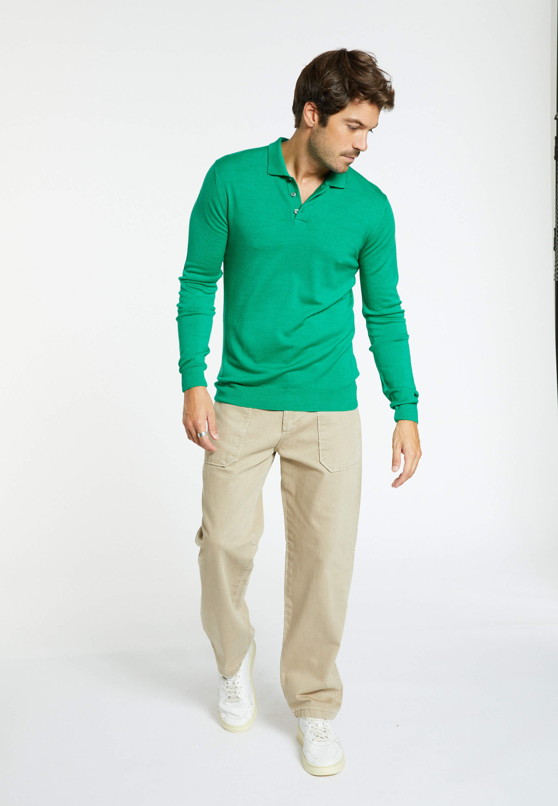 Pull col polo en laine mérinos - Lino