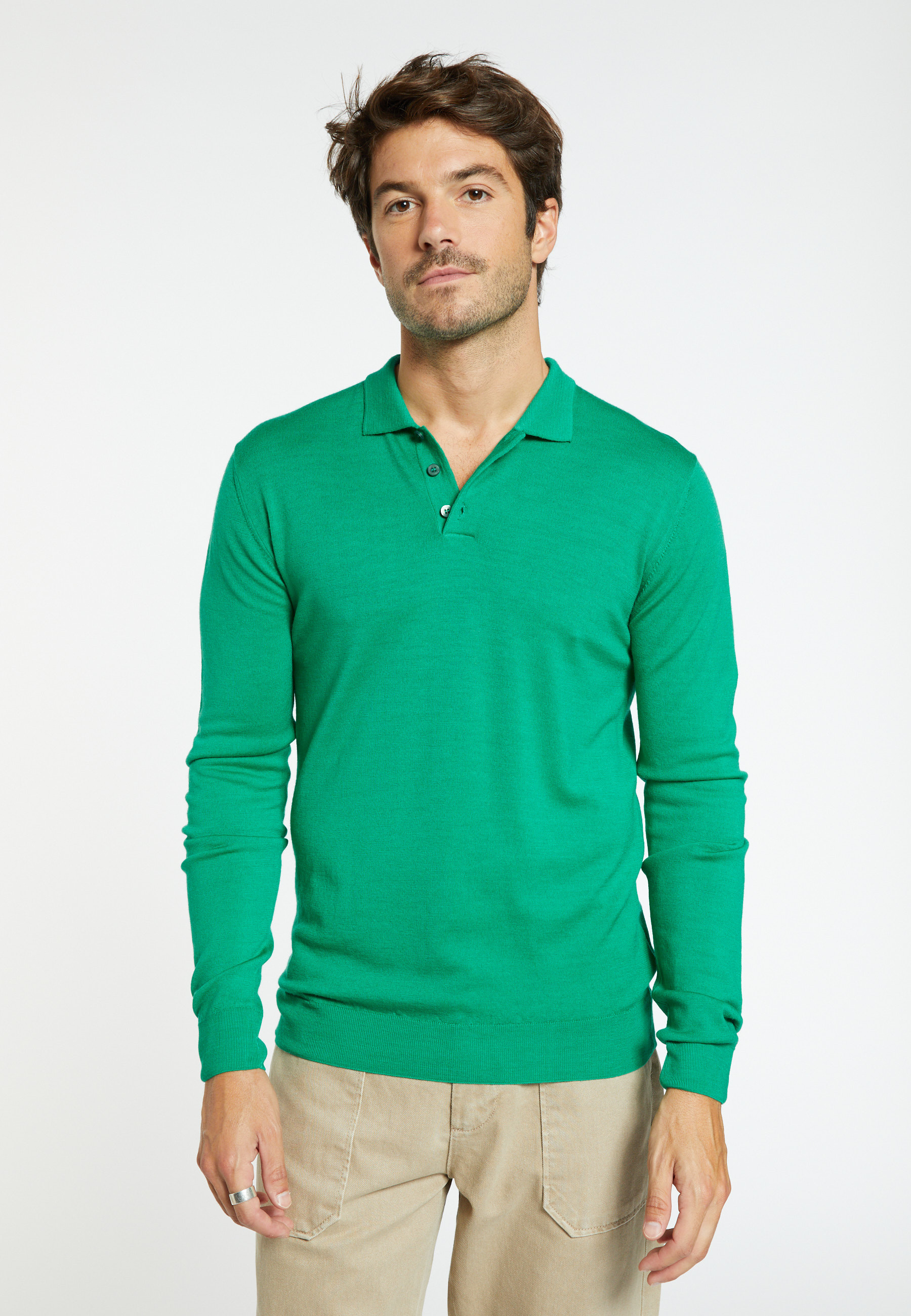 Pull col polo en laine mérinos - Lino