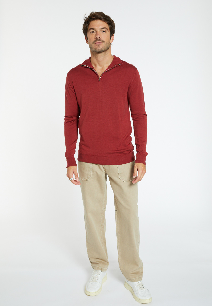 Trucker neck sweater with logo in merino wool - Ryan