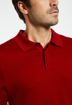 Long-sleeved polo shirt in merino wool - Sidney