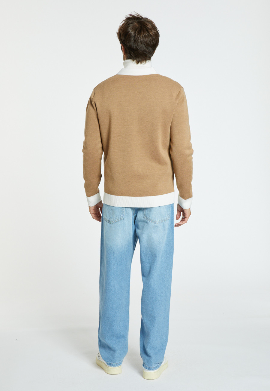 Two-tone merino wool cardigan - Silence