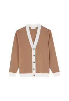 Two-tone merino wool cardigan - Silence