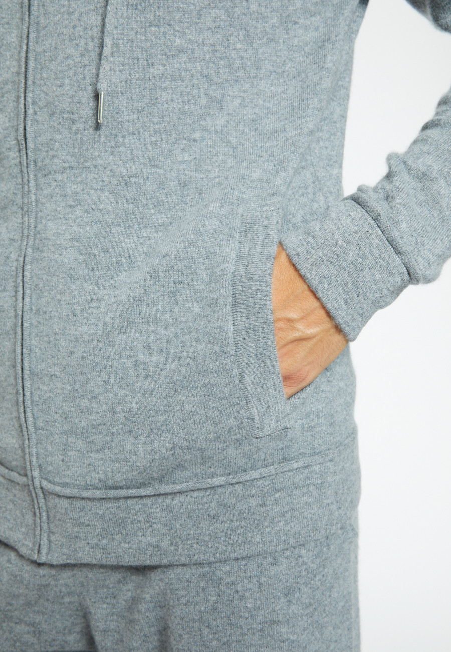 Cardigan com capuz e zíper de cashmere duplo - Emilien
