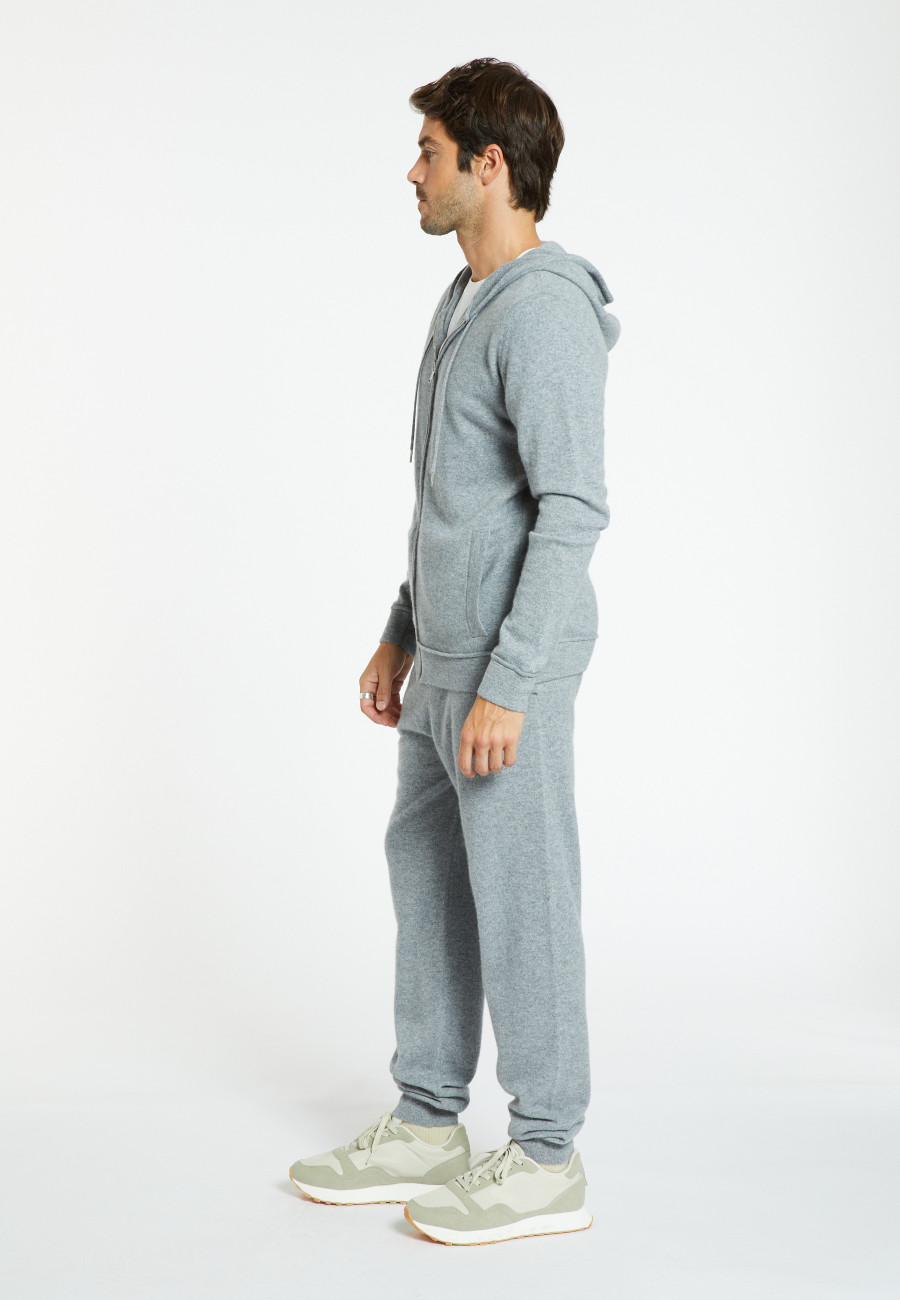 Cardigan com capuz e zíper de cashmere duplo - Emilien