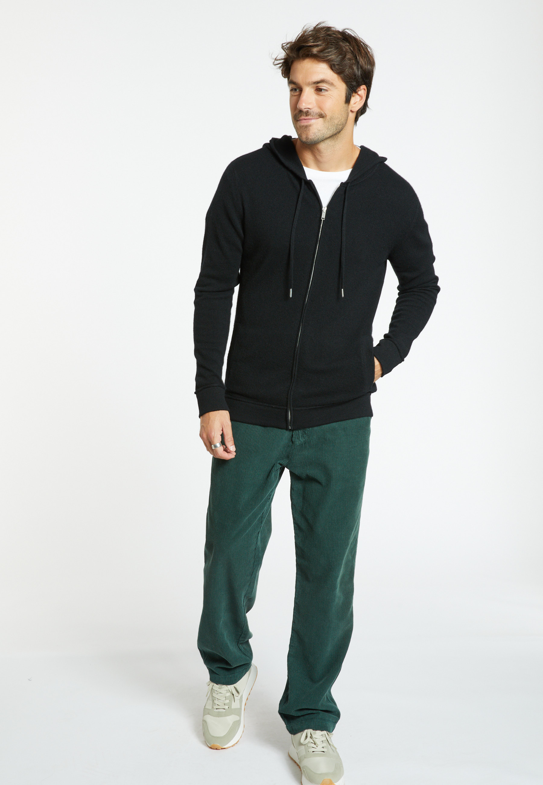 Gilet zippé à capuche en cachemire - Emilien