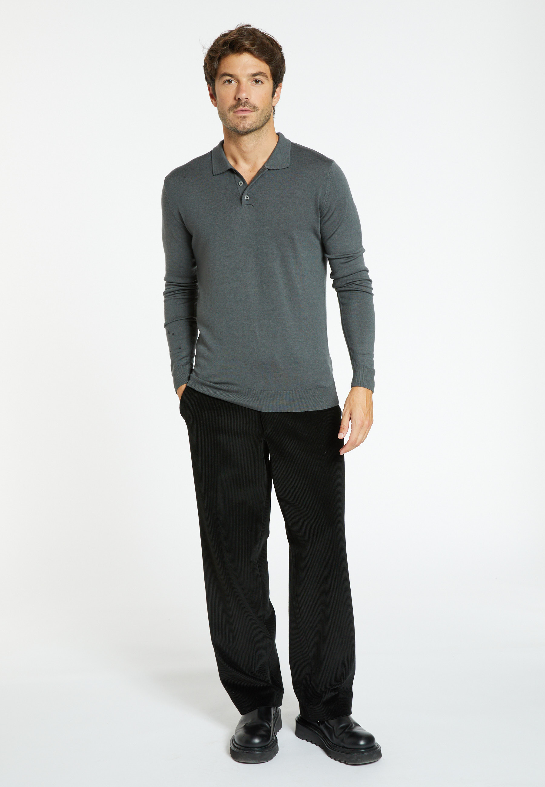 Pull col polo en laine - Beni 7085 damas - 18 Violet foncé