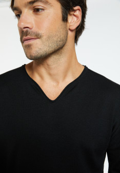 Pull col tunisien en laine - Bonno