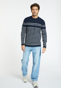 Round-neck striped cashmere sweater - Auguste
