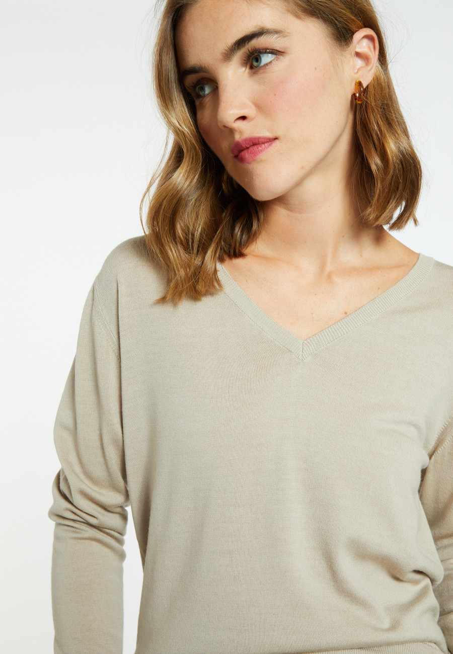 V-neck in merino wool - Arya