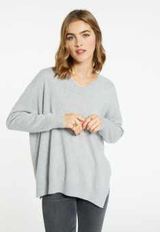 V-neck cashmere sweater with slits - Brendao