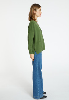 Cardigan en cachemire boutonné à poches - Ariel 8252