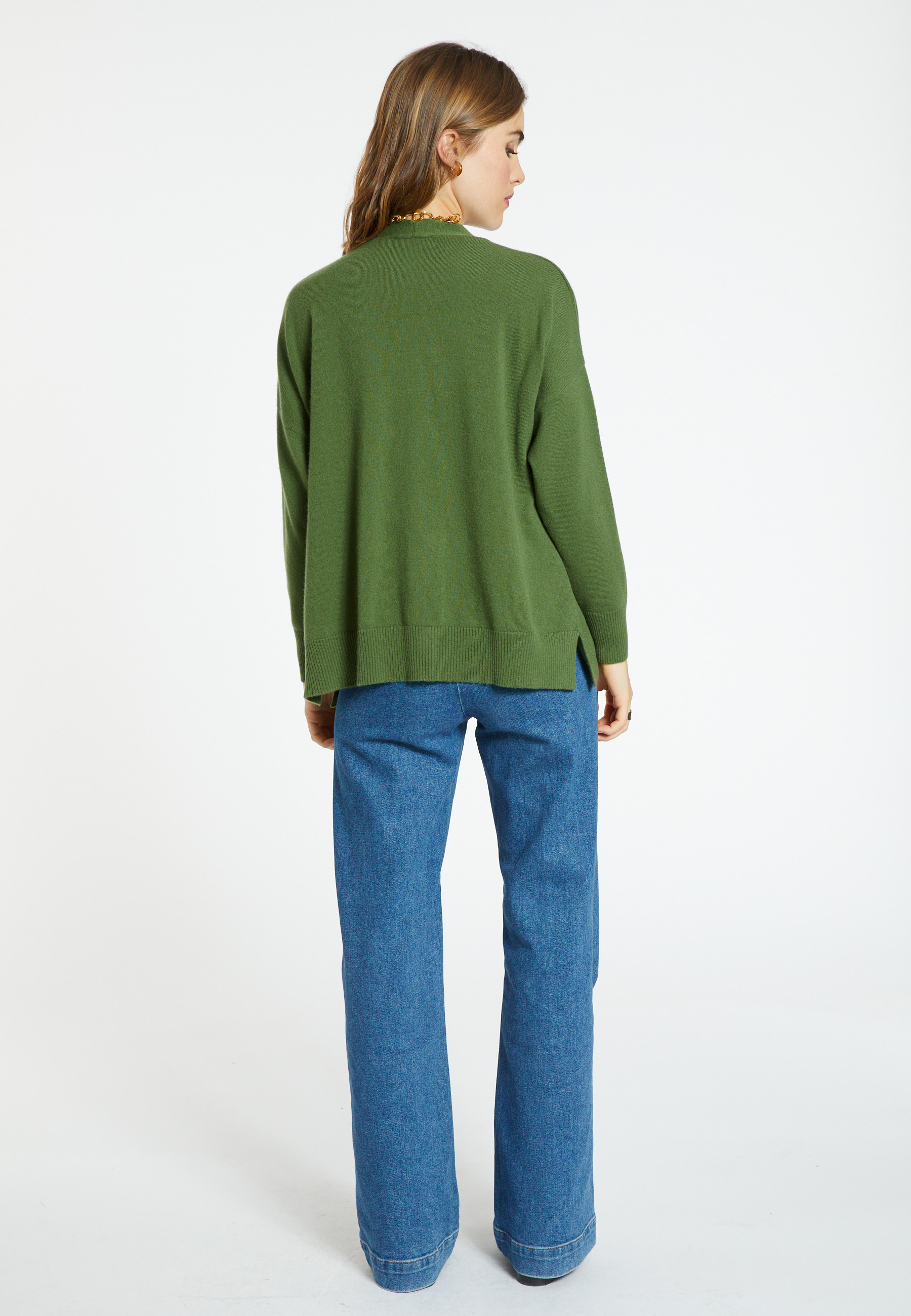 Cardigan en cachemire boutonné à poches - Ariel 8252