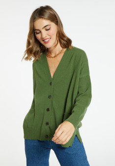 Cardigan en cachemire boutonné à poches - Ariel 8252