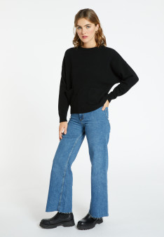 Loose-fitting cashmere and wool sweater with pockets - Davina