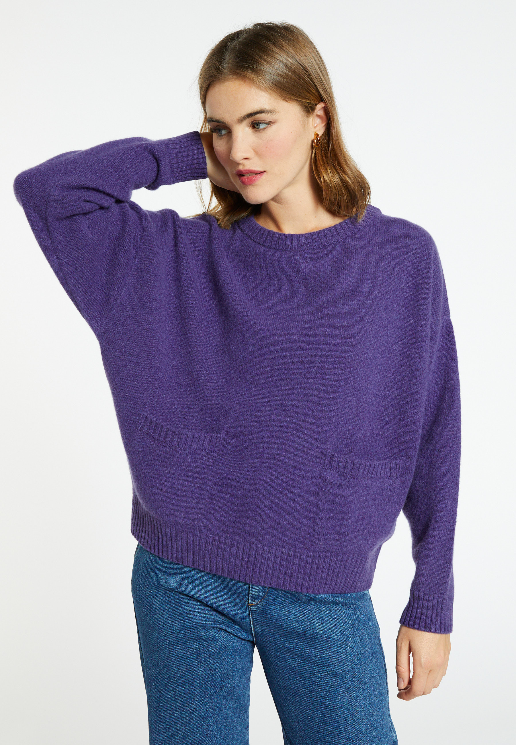 Pull ample à poches en cachemire et laine - Davina 8290