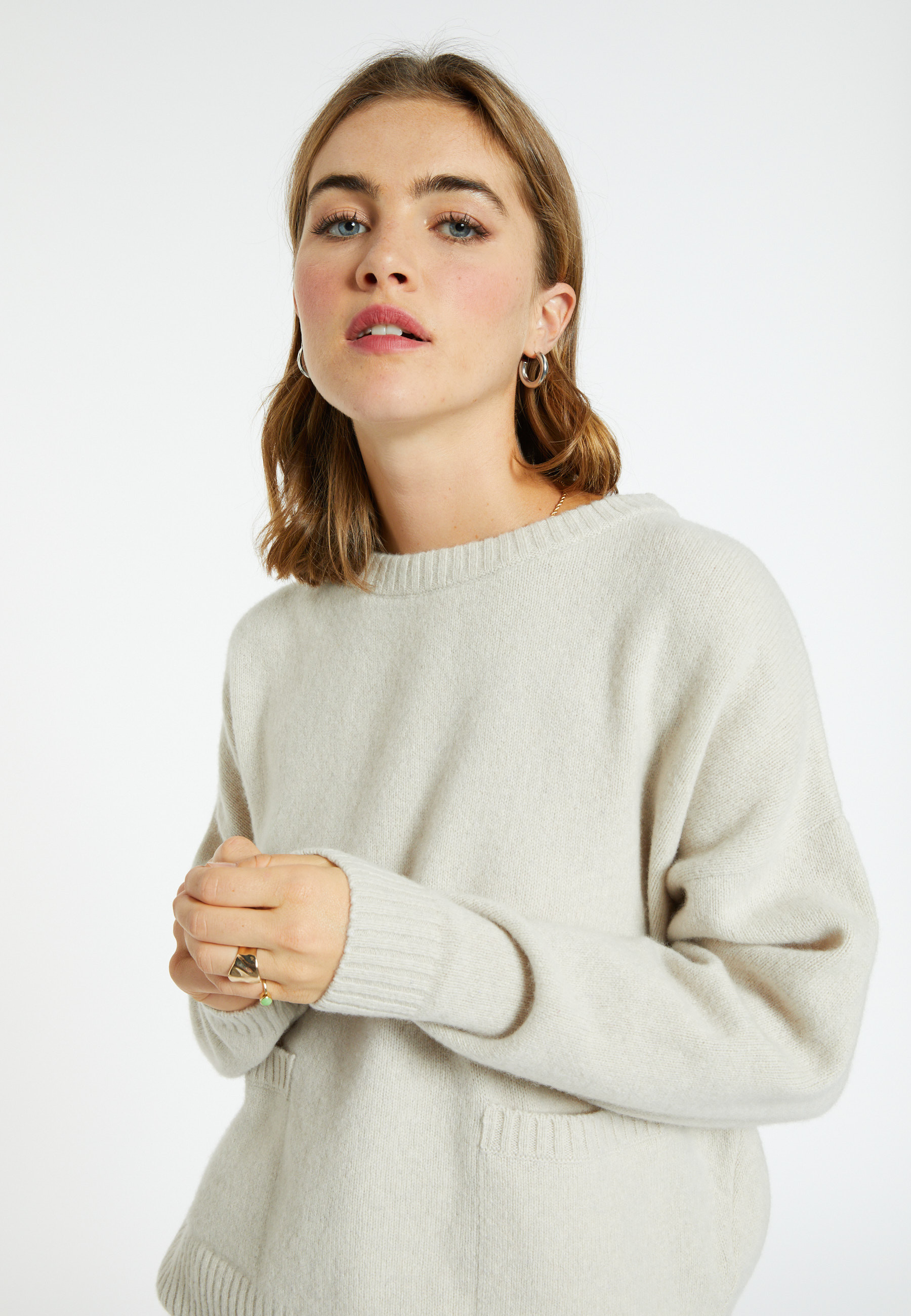 Pull ample à poches en cachemire et laine - Davina 8201