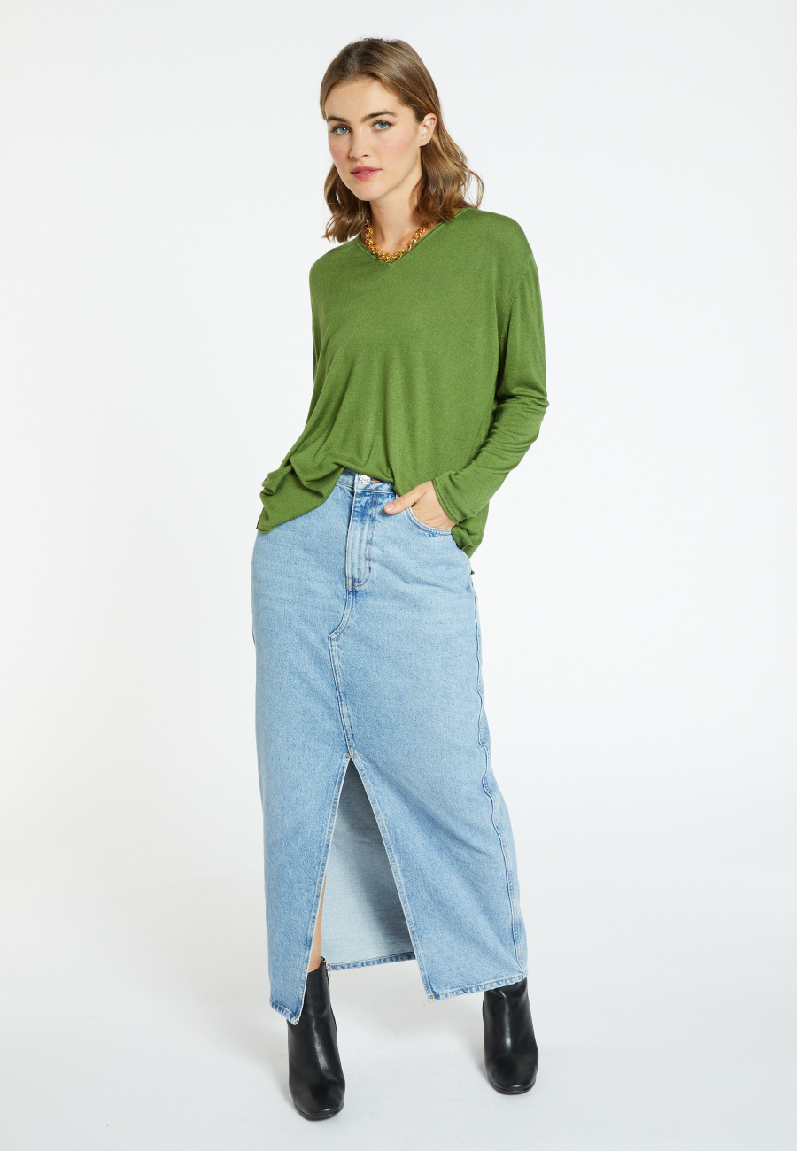 Camiseta Cashmere com gola V e fibra de bambu - Aeline