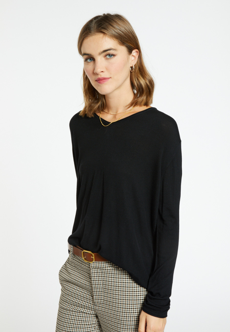 Bamboo cashmere V-neck T-shirt - Aeline