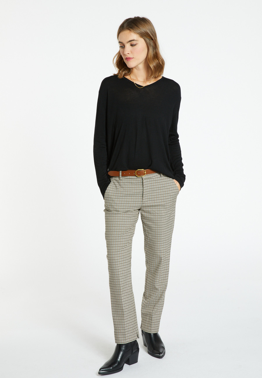 Bamboo cashmere V-neck T-shirt - Aeline