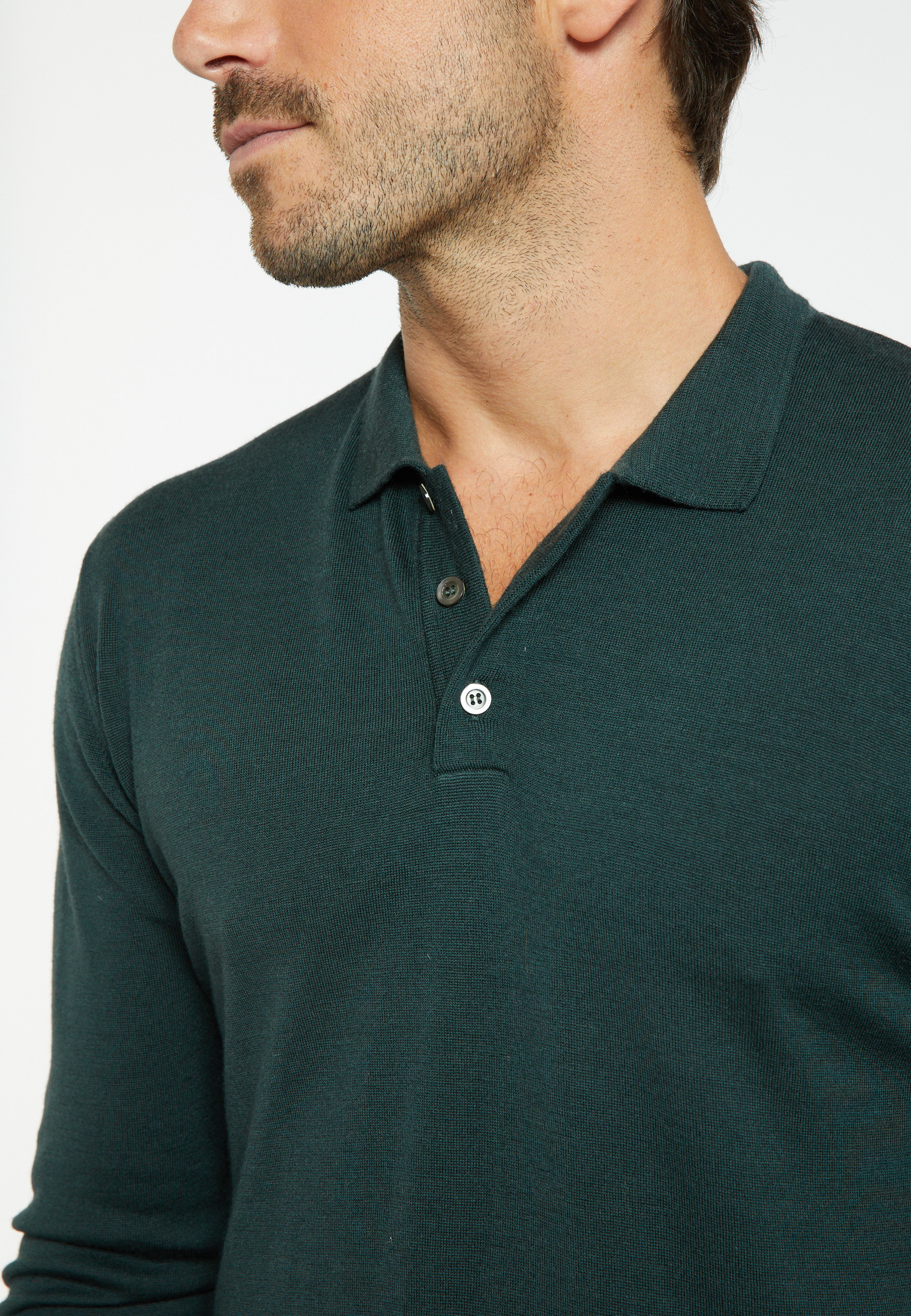 Pull col polo avec logo en laine mérinos - Eni 7430 noisette - 88 Camel