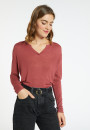 Bamboo cashmere t-shirt with tunisian collar - Alicia