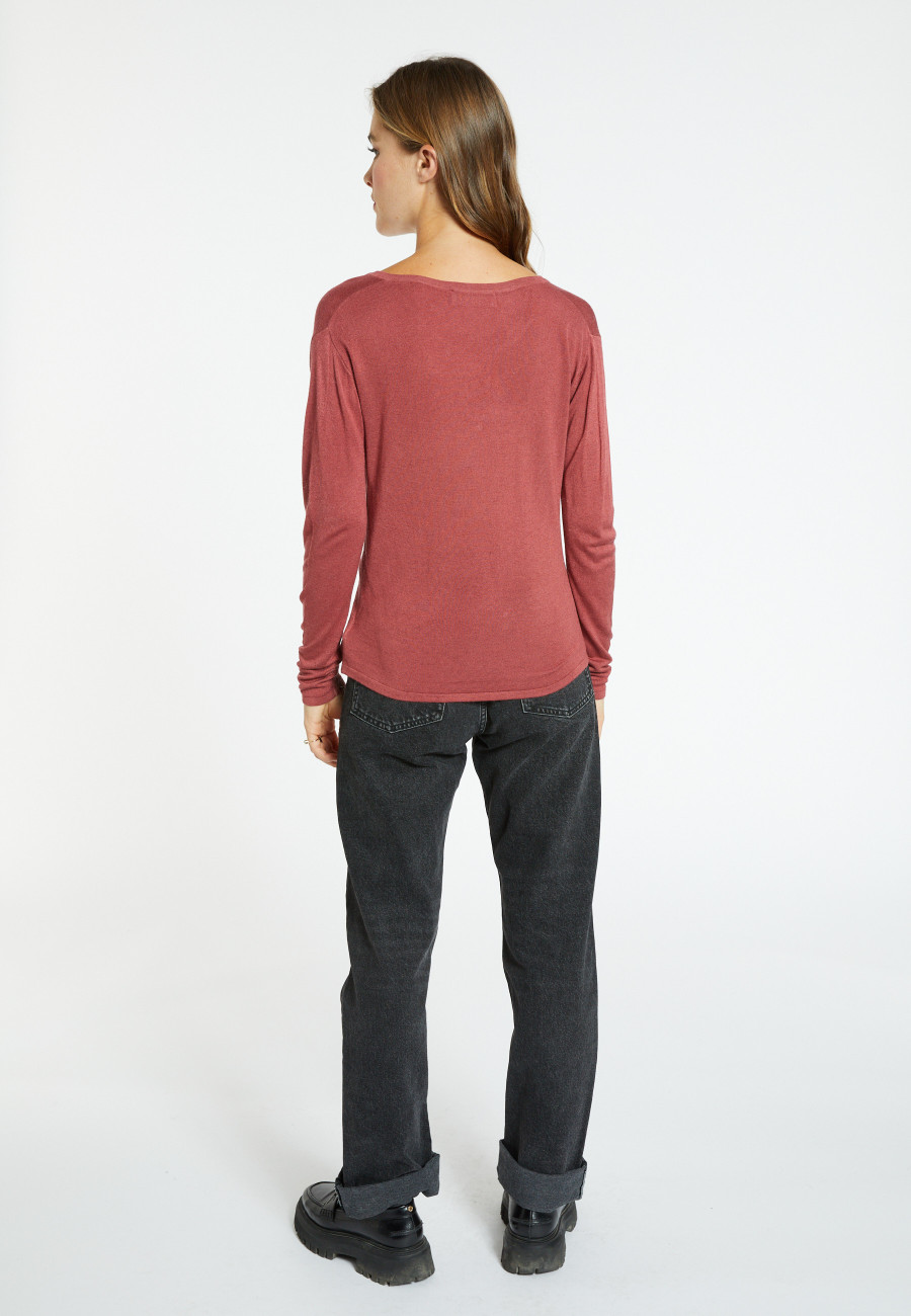 Bamboo cashmere t-shirt with tunisian collar - Aesha