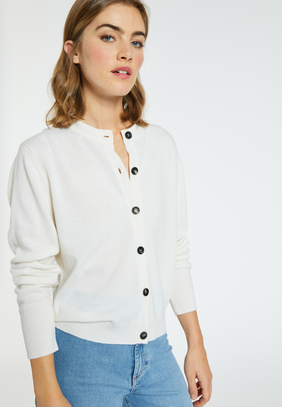 Cashmere round neck buttoned cardigan - Ari