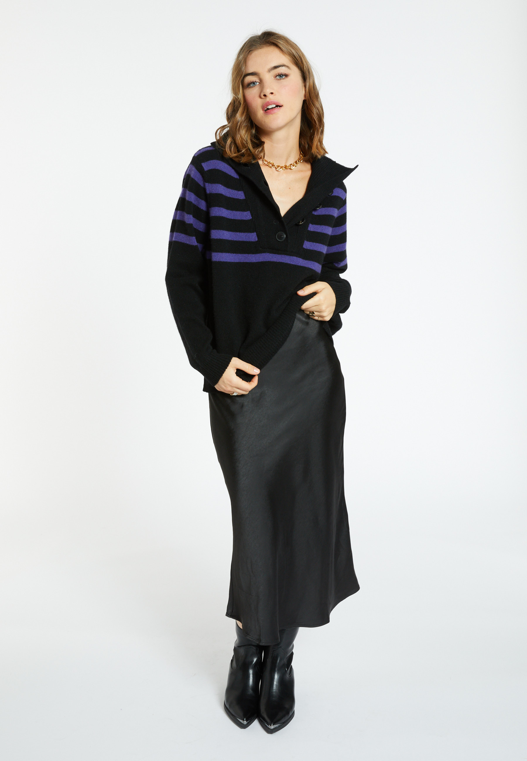 Cashmere and wool button-down sweater - Carmella