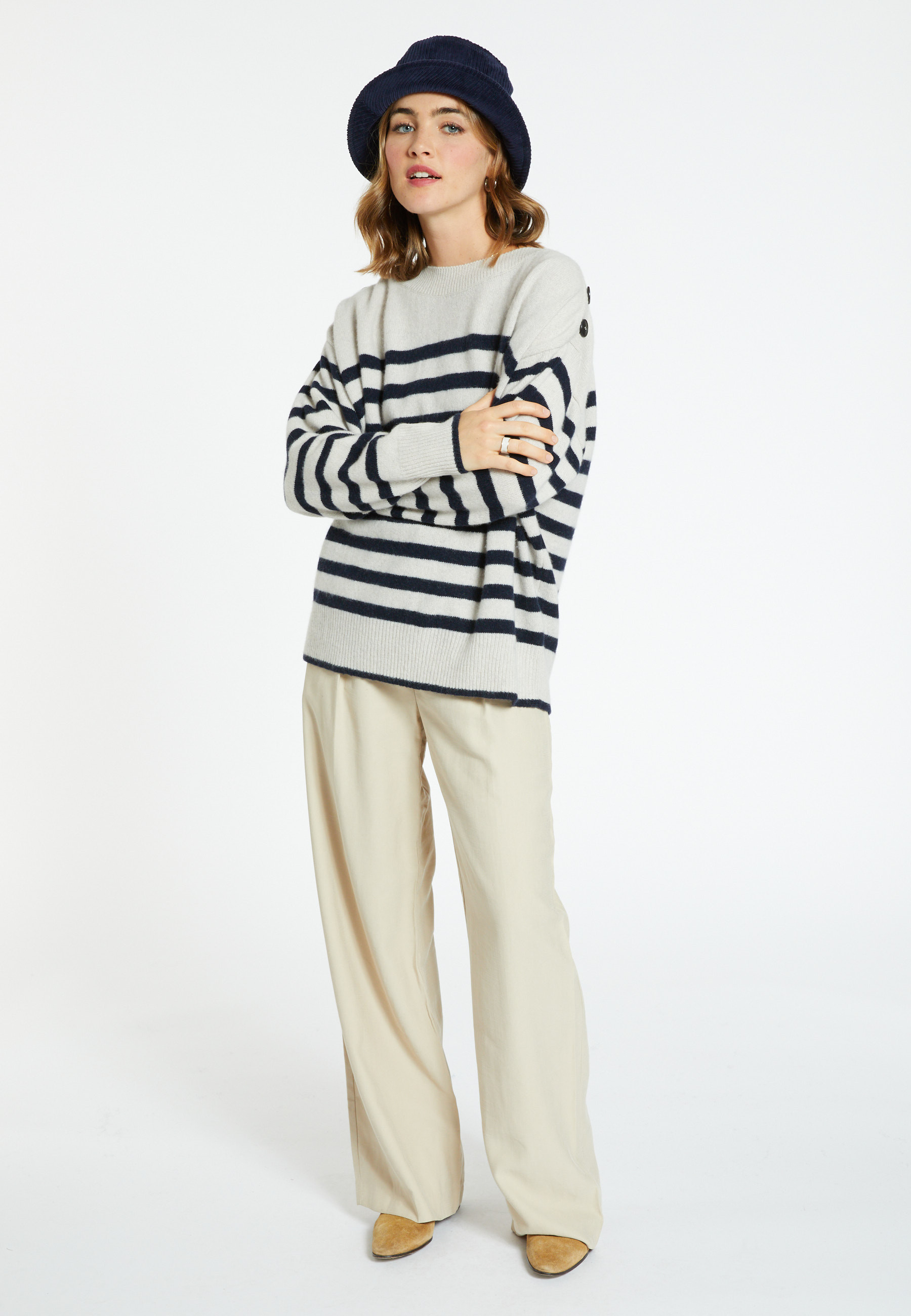 Pull marinière en cachemire et laine - Carice 8305