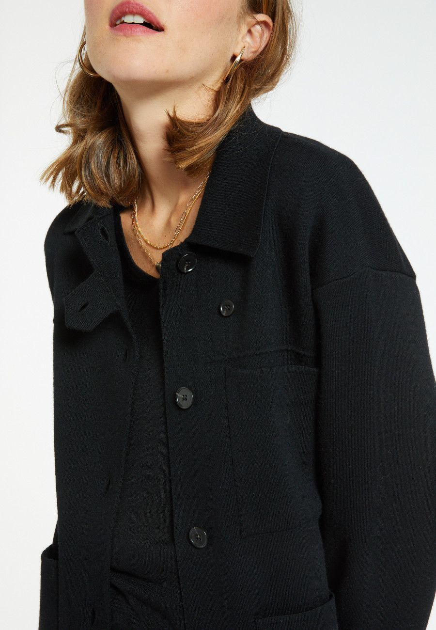 Merino wool jacket with buttons and pockets - Coline