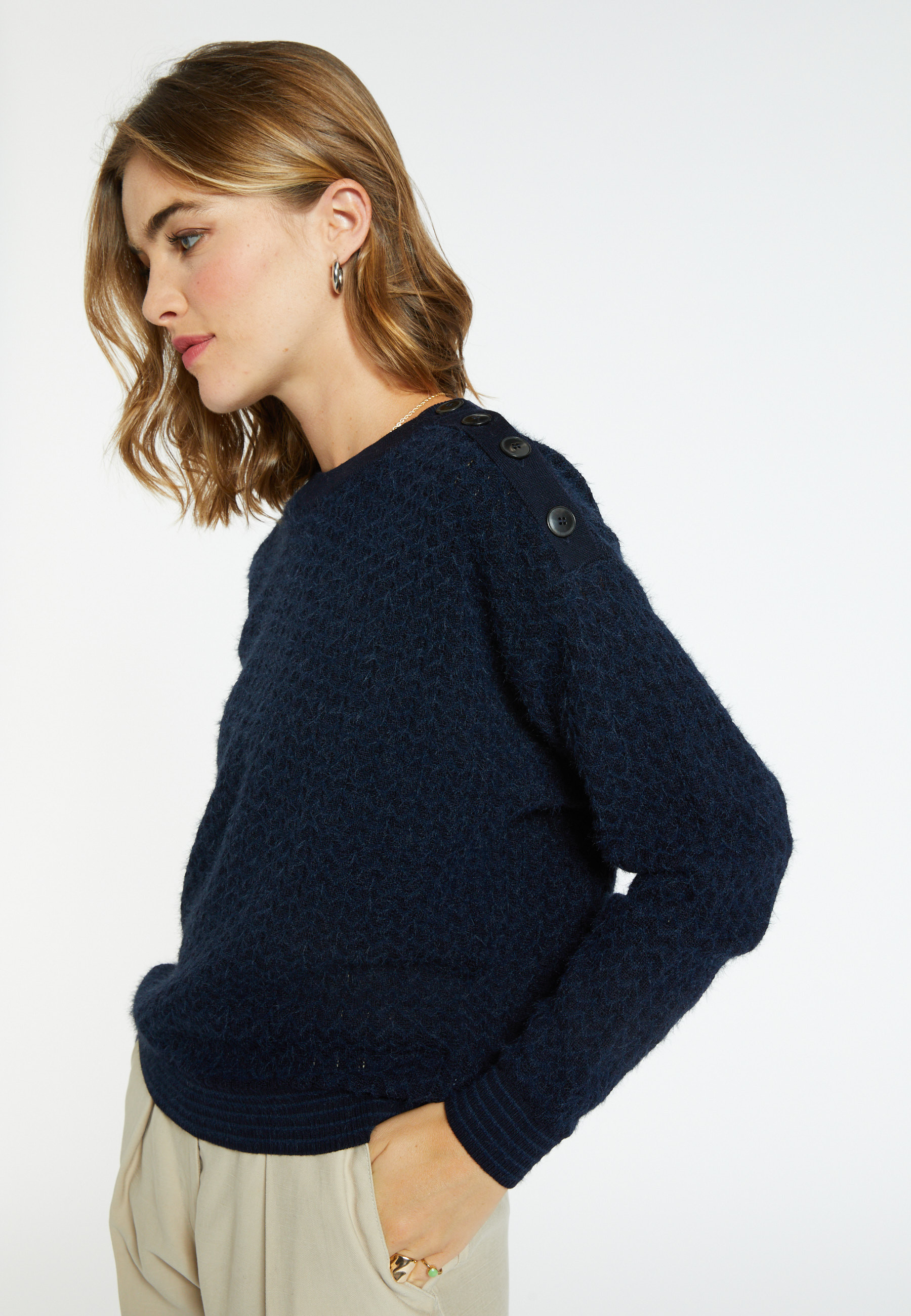 Pull motifs chevron en laine mérinos - Coralise 8304