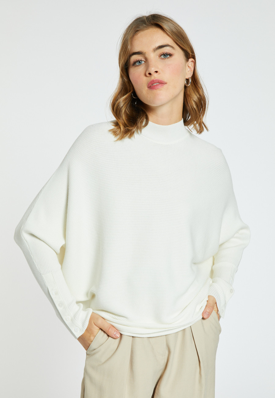 Loose-fitting high-neck wool blend sweater - Caly