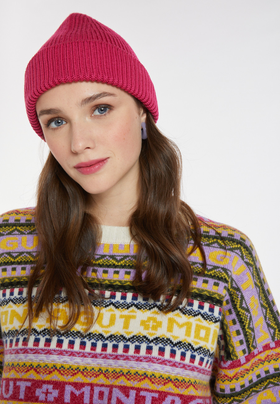 Gorro unissex de lã canelada - Gato