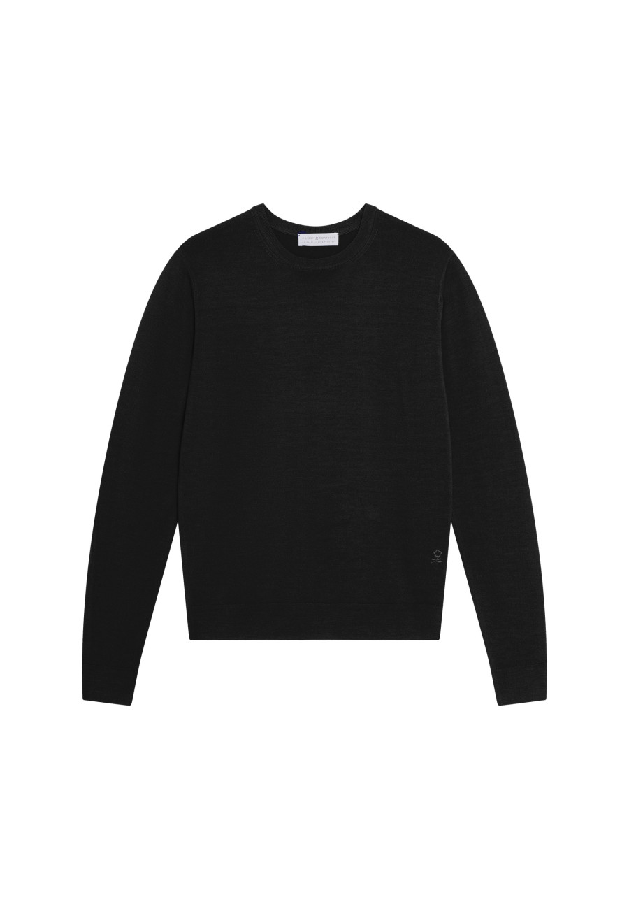 Crew neck sweater with logo in merino wool - Eddie