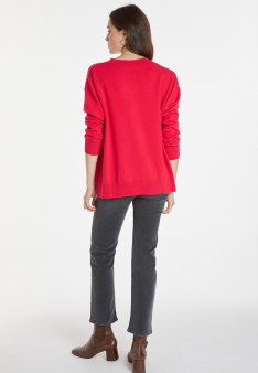 Loose sweater with V-neck slits in cashmere - Alienor