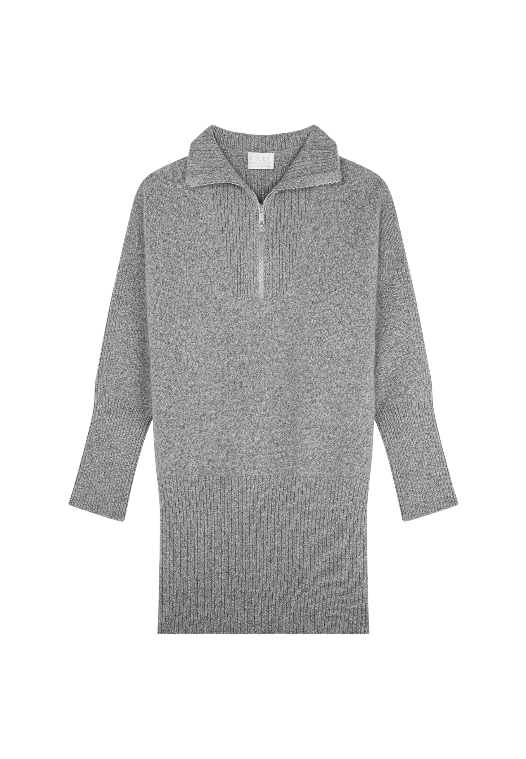 Long zip-neck sweater in wool and cashmere - Charlotte