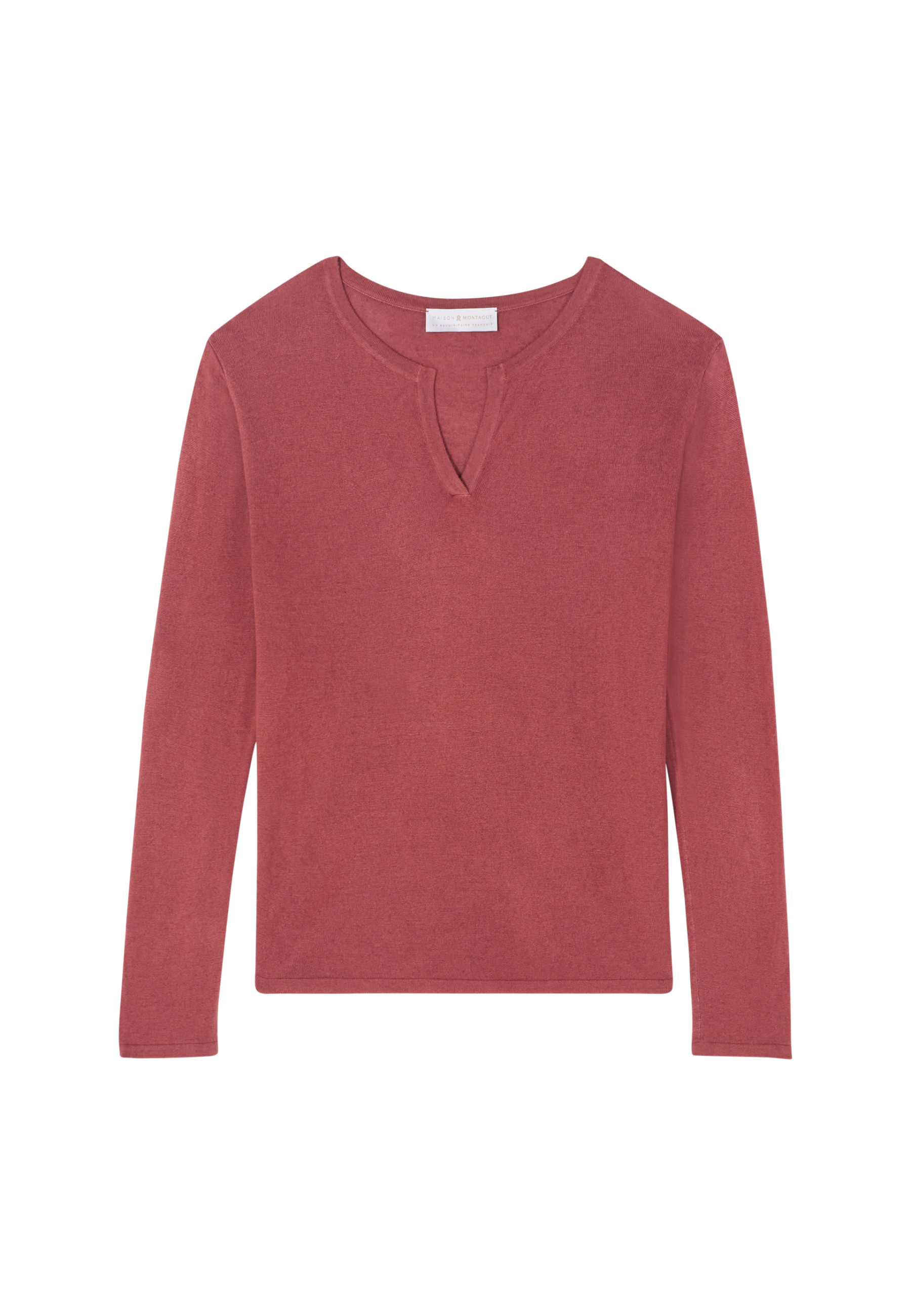 Bamboo cashmere t-shirt with tunisian collar - Alicia