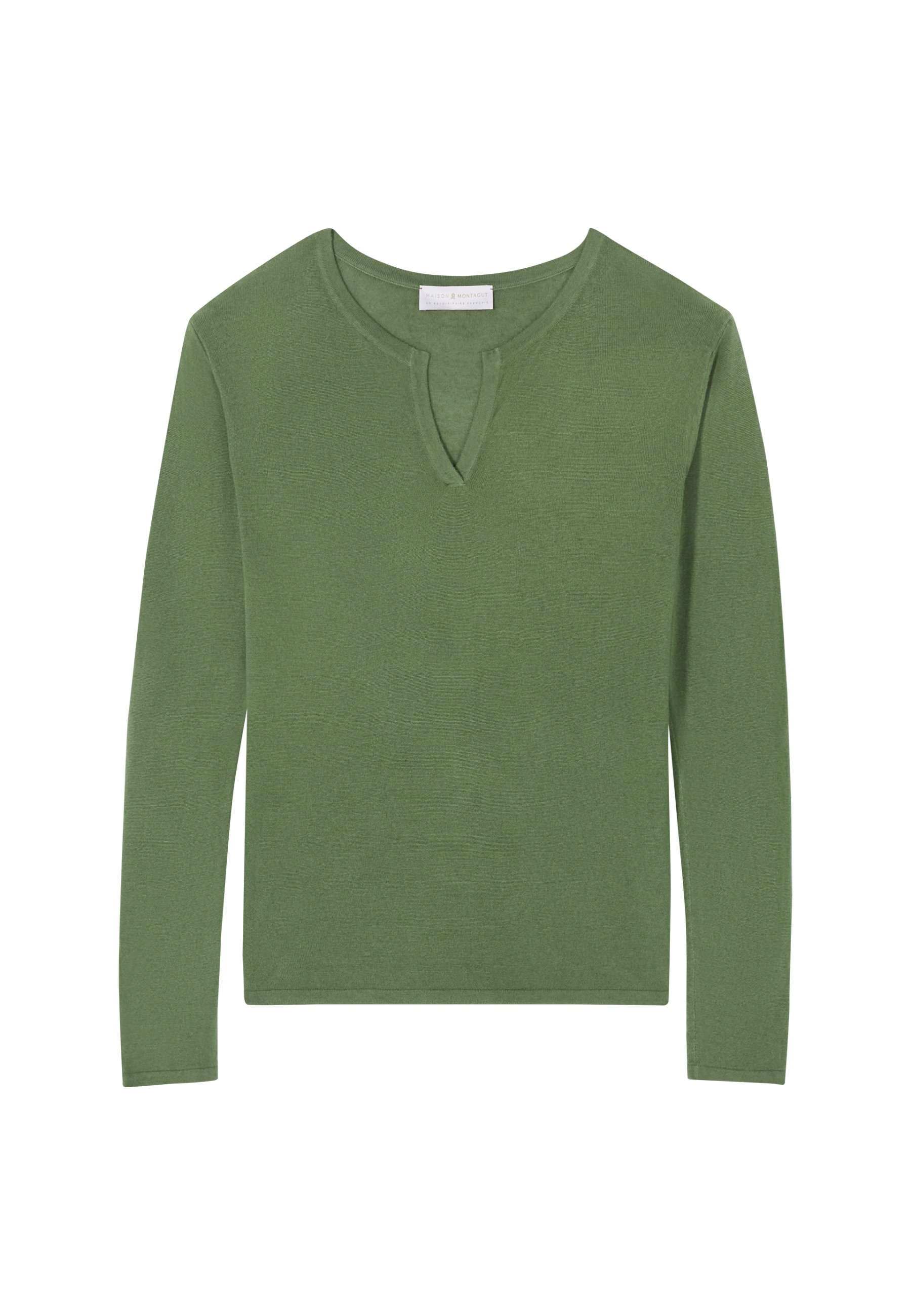 Bamboo cashmere t-shirt with tunisian collar - Alicia