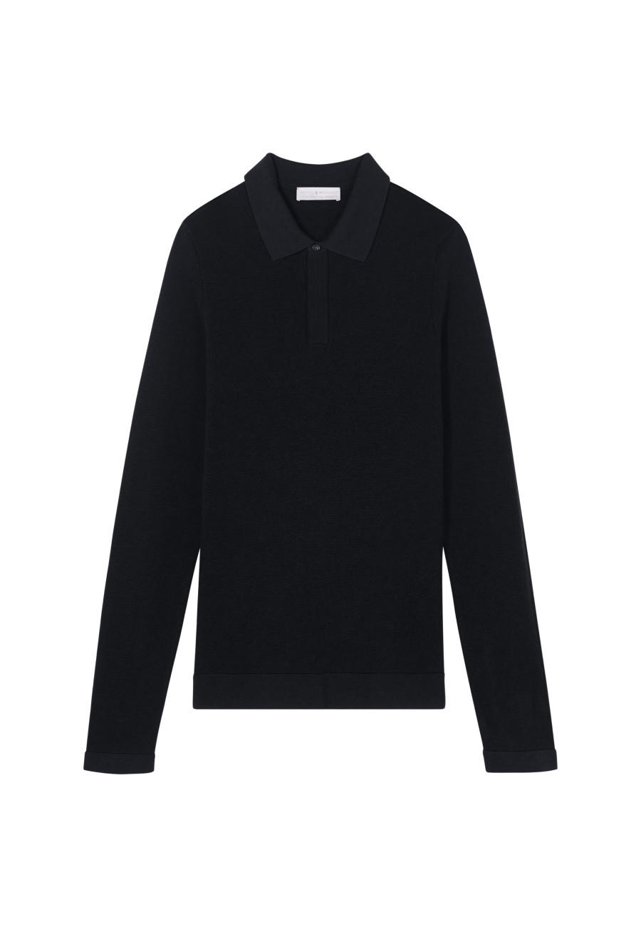 Long-sleeved polo shirt in merino wool - Sidney