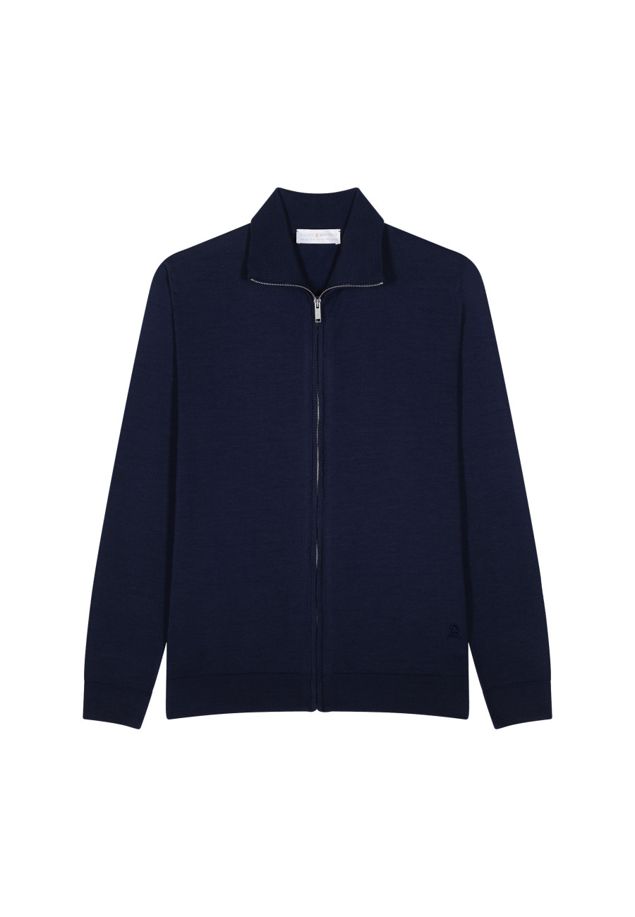 Zipped vest with logo in merino wool - Estian