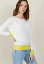 Pull col rond tricolore en coton - Nelda 7324 sahara/mimosa/blanc - 08 Jaune