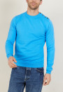 Pull col rond en coton - Bonze 6843 azur - 06 Bleu moyen