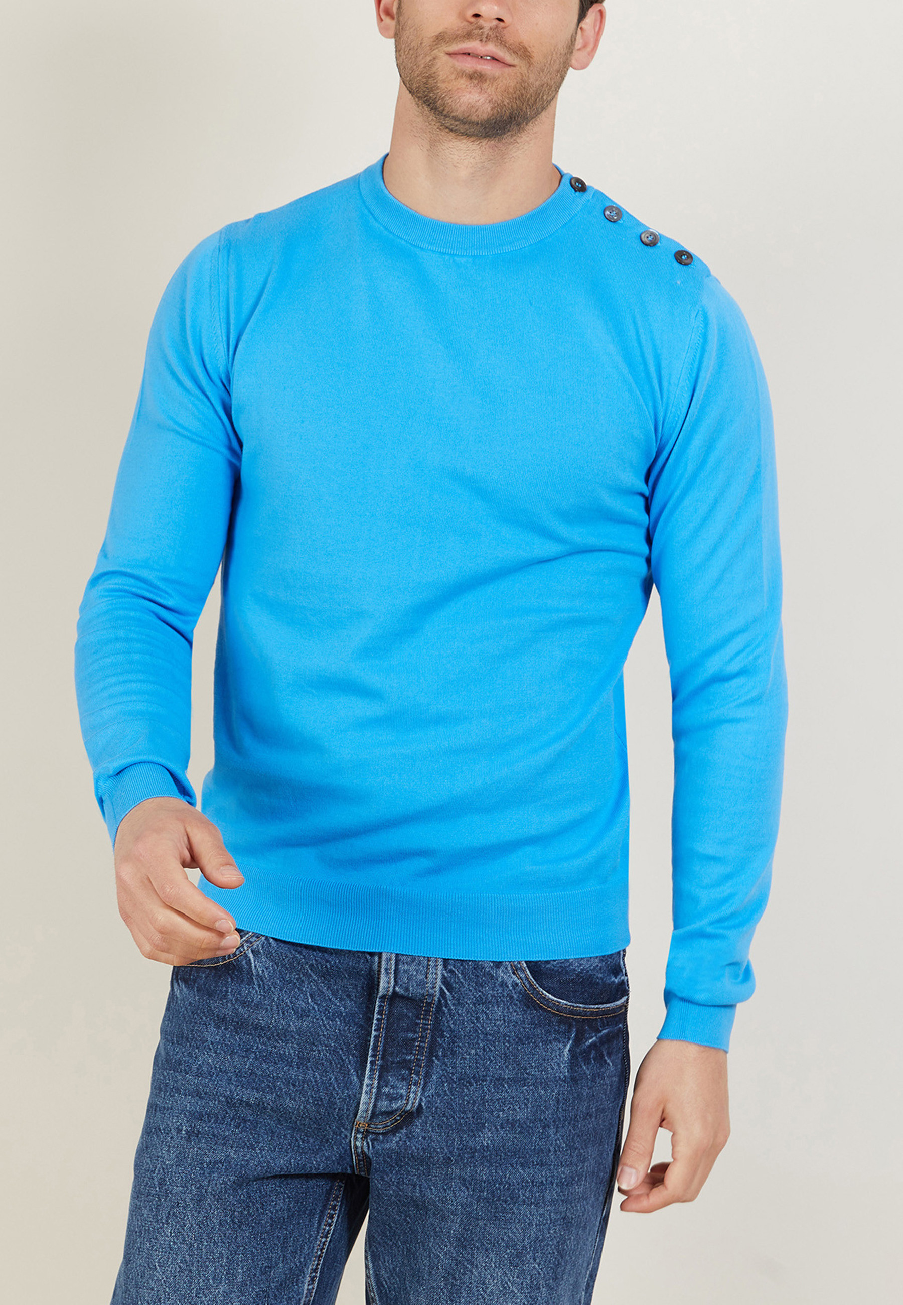 Cotton button shoulder sweater - Bonze