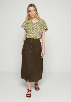 Long linen skirt with buttons - Tourya