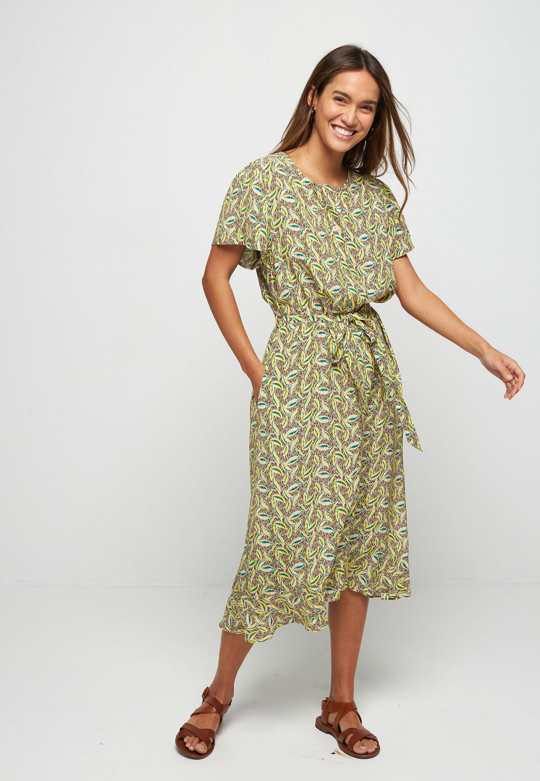 Robe longue à motifs en chaine et trame viscose - Sefiane